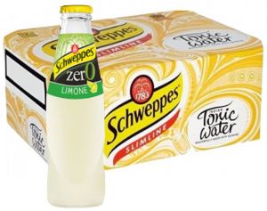 Confezione 24 Bottiglie Vetro cl.18 Schweppes Tonica Zero Limone