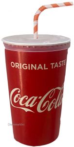 50 Bicchieri Carta Walky Cup Medi completi di tappi + cannucce Coca Cola