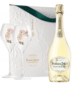 Confezione Champagne Brut Blanc de Blancs e 2 Flute Perrier Jouet
