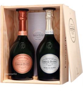 Cassetta Legno con 2 Bottiglie Champagne Laurent Perrier  