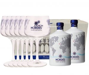 Confezione Nordes 6 bicchieri Galizia e 2 bottiglie Gin 